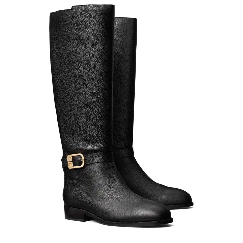 Tory Burch Brooke 25mm Knee boot, Tumbled Leather Black, US 8